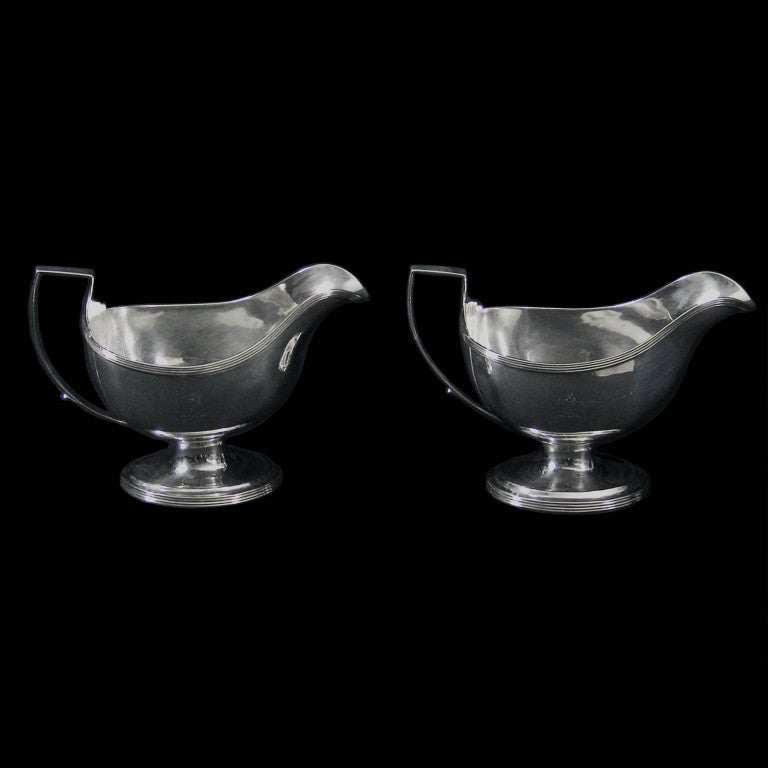 Women's or Men's Antique English Georgian Silver Sauce Boats by William Bennett London 1807 For Sale
