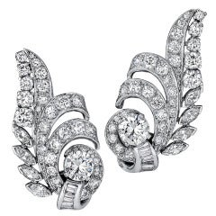 Vintage Diamond Platinum Earrings