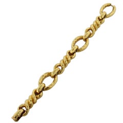 David Webb Hammered Gold Link Bracelet