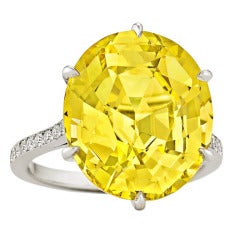 Rare Handmade Yellow Sapphire Diamond Platinum Ring 10