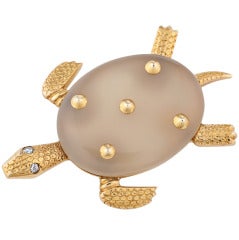 Cartier Hardstone Diamond Gold Turtle Brooch