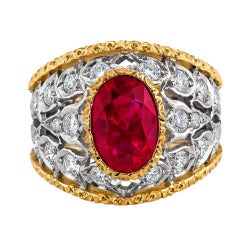 Buccellati Spectacular Burma Ruby Diamond Gold Ring 8