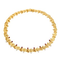 Van Cleef & Arpels Ruby Diamond Gold Necklace