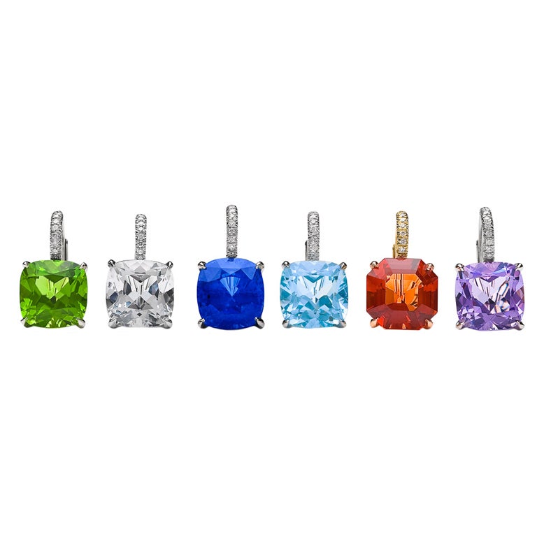 Steven Fox Custom "Gum Drop" Colored Gemstone Earrings