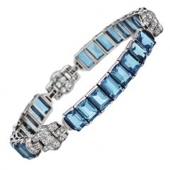 Oscar Heyman Brothers Aquamarine and Diamond Bracelet