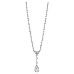 Art Deco Natural Pearl Diamond Platinum Pendant Necklace 6