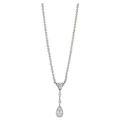 Art Deco Natural Pearl Diamond Platinum Pendant Necklace