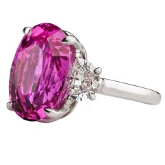 Pink Sapphire Diamond Platinum Certificated Ring