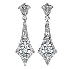 Marcus & Co. Art Deco Diamond platinum Pendant Earrings 3