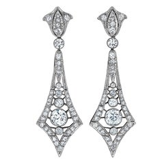 Vintage Marcus & Co. Art Deco Diamond Platinum Pendant Earrings