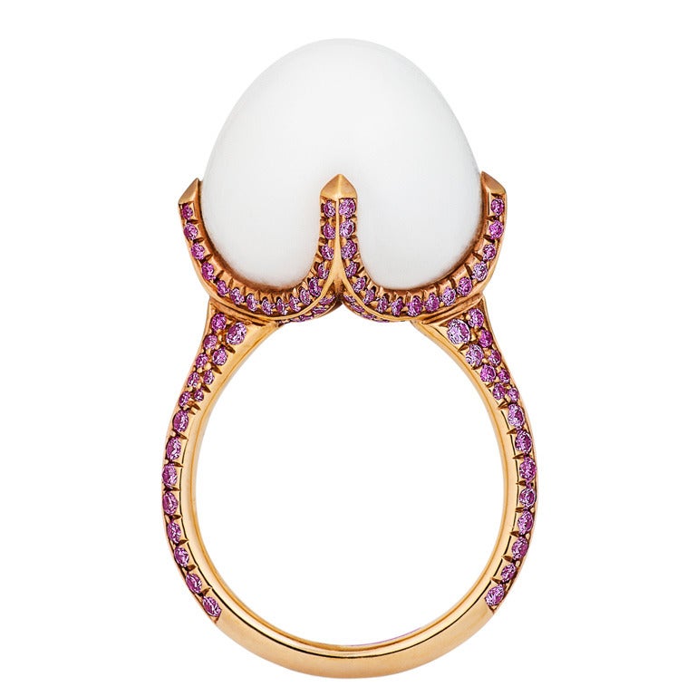 Exquisite Steven Fox Natural Pearl and Pink Diamond Ring