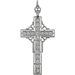 Art Deco Diamond Platinum Latin Cross Pendant