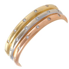VAN CLEEF & ARPELS Three Color Gold Diamond Set Bangles