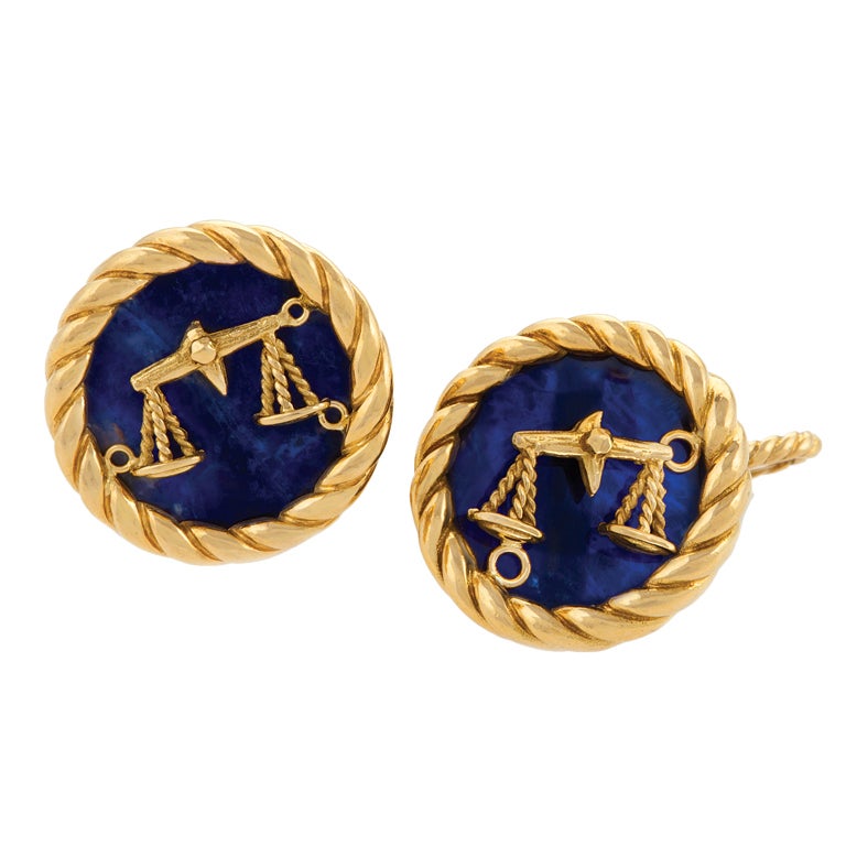 VAN CLEEF & ARPELS Gold and Lapis Lazuli Cufflinks For Sale