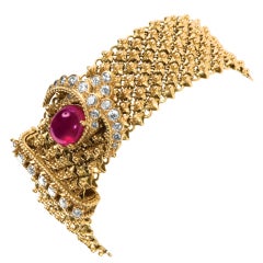 VAN CLEEF & ARPELS Gold Diamond Ruby Bracelet