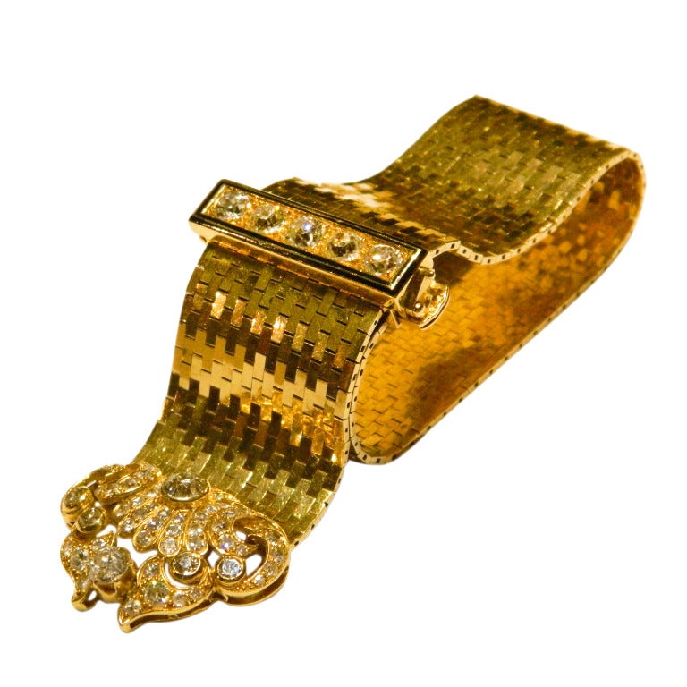 Van Cleef & Arpels Raffiniertes Emaille-Diamant-Gelbgold-Armband im Angebot