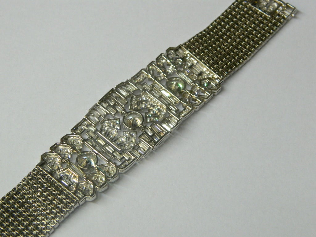 Art Deco French Diamond Bracelet In Excellent Condition For Sale In New York, NY