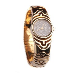 Bulgari Lady's Yellow Gold and Diamond Parenthesis Bangle Watch 7