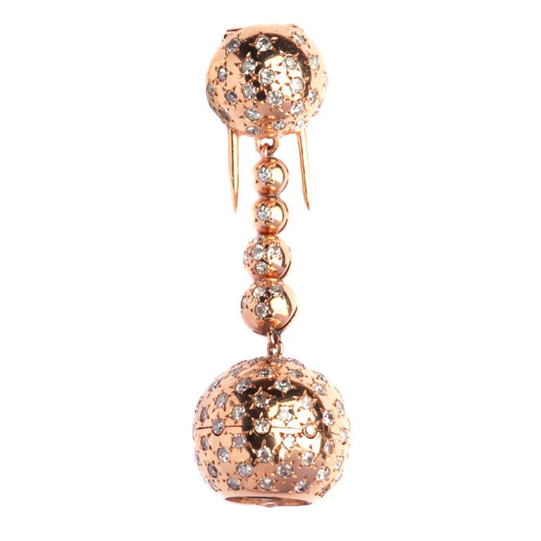 Van Cleef & Arpels Rose Gold Ball-Form Pin Watch For Sale