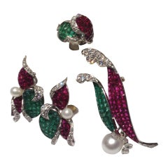 RENE KERN Invisible Setting Ruby and Emerald Diamond Parure 10