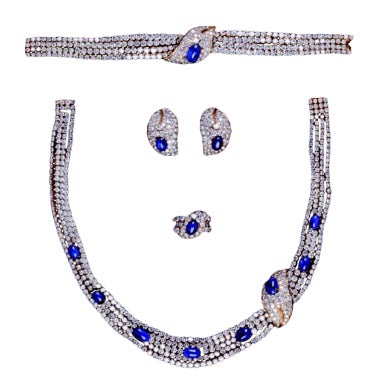 A Superb M. GERARD Sapphire and Diamond Full Parure For Sale at 1stDibs |  diamond parure, parure for sale