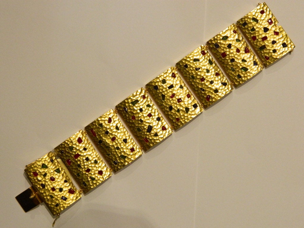 An Unusual Hammered Gold Bracelet In Excellent Condition In New York, NY