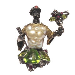 Antique Venetian Blister Pearl Blackamoor Brooch 2