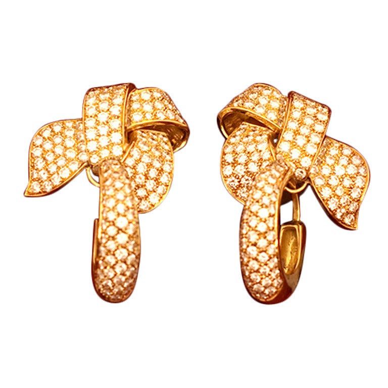 1960s Moroni Gold Diamond  Earrings For Sale