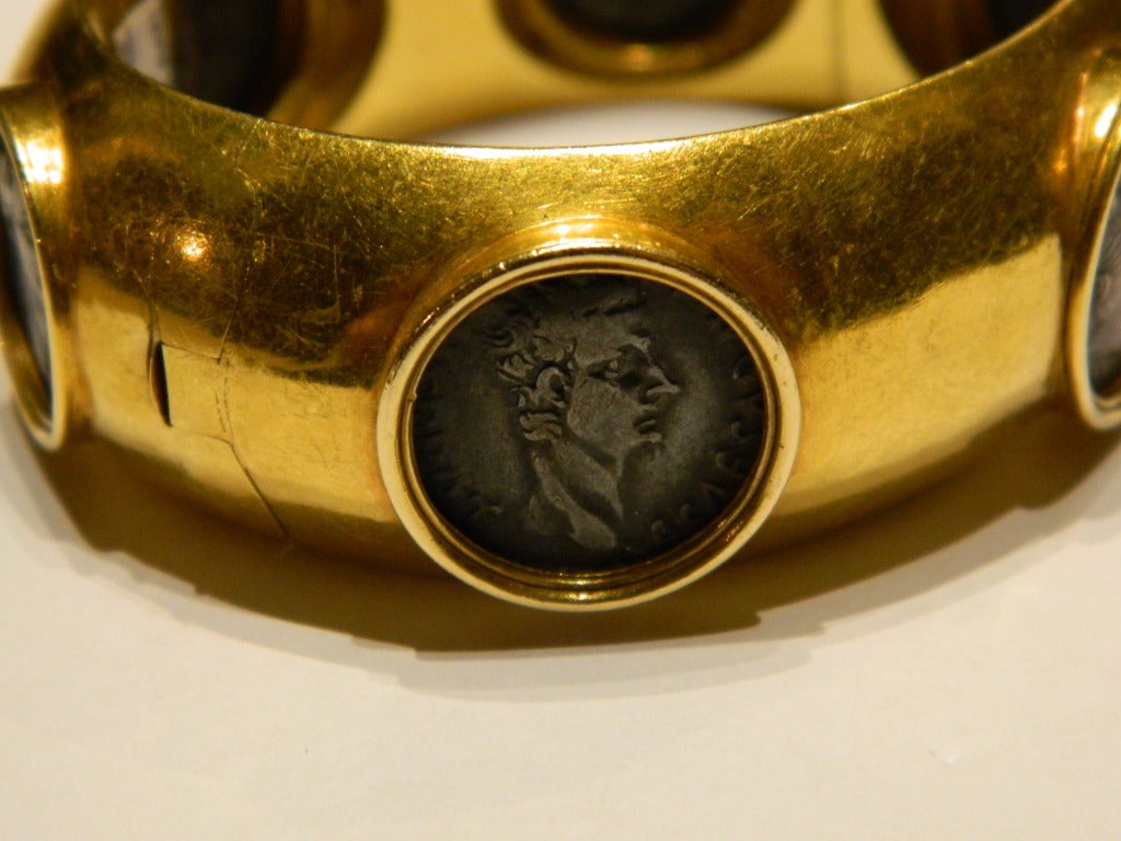 A unique bracelet manufactured by the historic roman house Castellani in the early 19th century, presenting antique roman bronze 