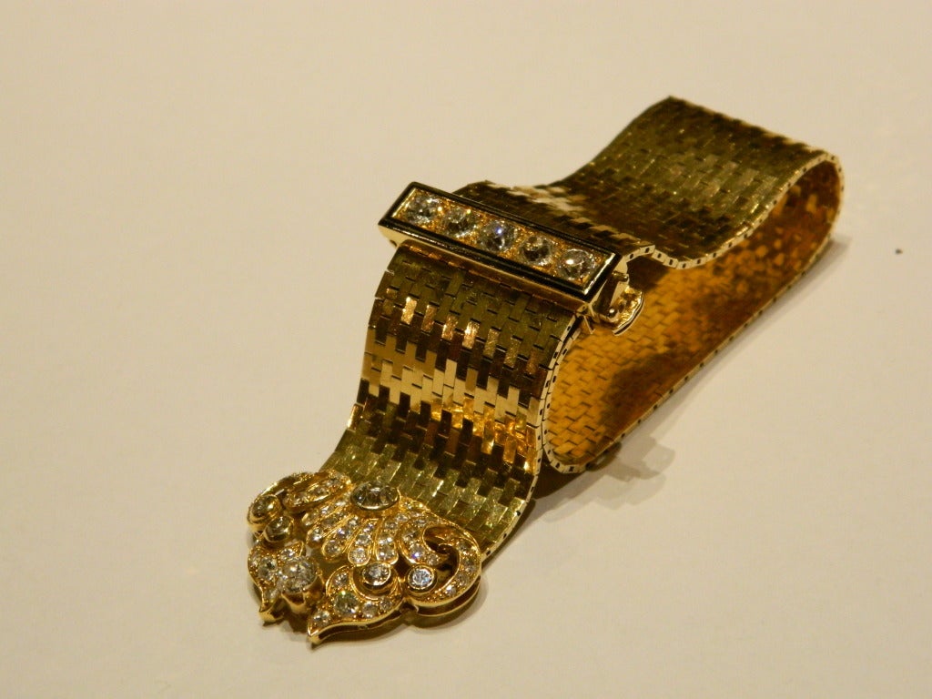 Van Cleef & Arpels Raffiniertes Emaille-Diamant-Gelbgold-Armband im Zustand „Hervorragend“ im Angebot in New York, NY