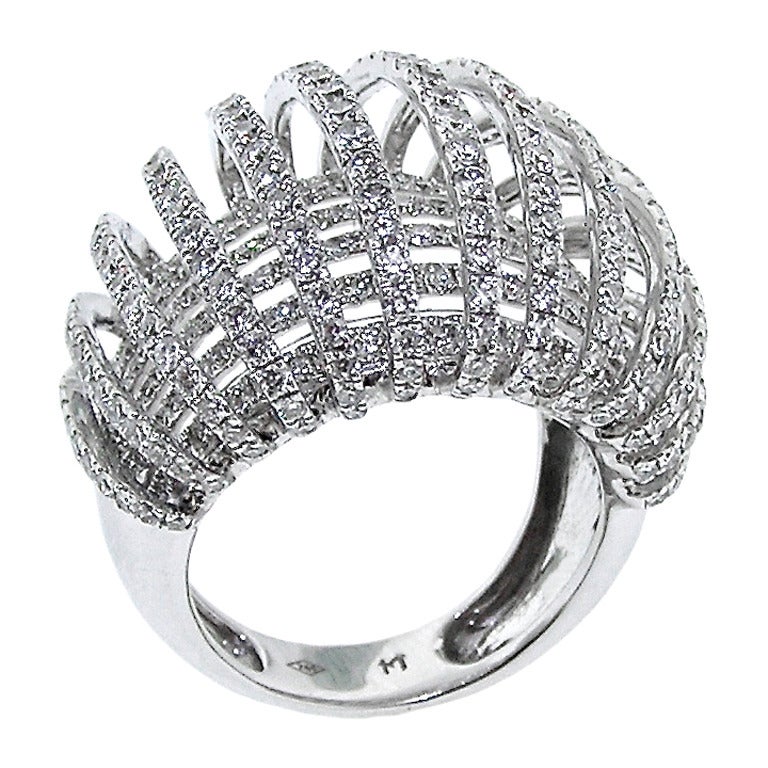 Exquisite Ribbon Diamond Ring For Sale