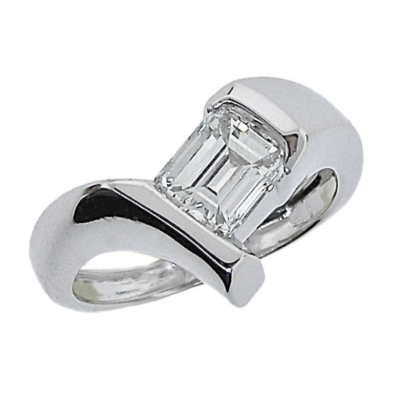 Unique 1.21 Carat Emerald Cut Diamond Ring at 1stDibs