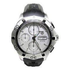 Teg Heuer Stainless Steel AquaRacer Chronograph Wristwatch with Day and Date