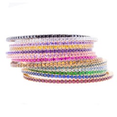 Diamond and Colored Gemstone Bangle Bracelet Set