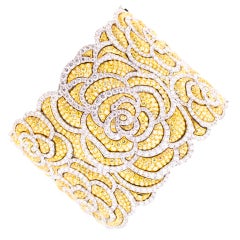 Canary and White Diamond Cuff Bracelet