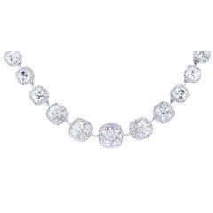 Beautiful Cushion Cut Diamond Necklace, 27 Carats Total!