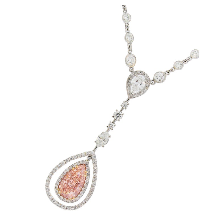 3 Carat Pink Diamond Necklace For Sale