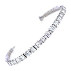 15 carats of  Emerald Cut Diamonds Line Bracelet