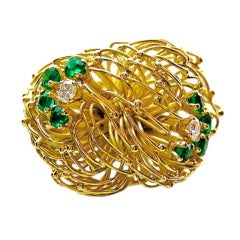 Yellow Gold Emerald & Diamond Ring, Circa 1974