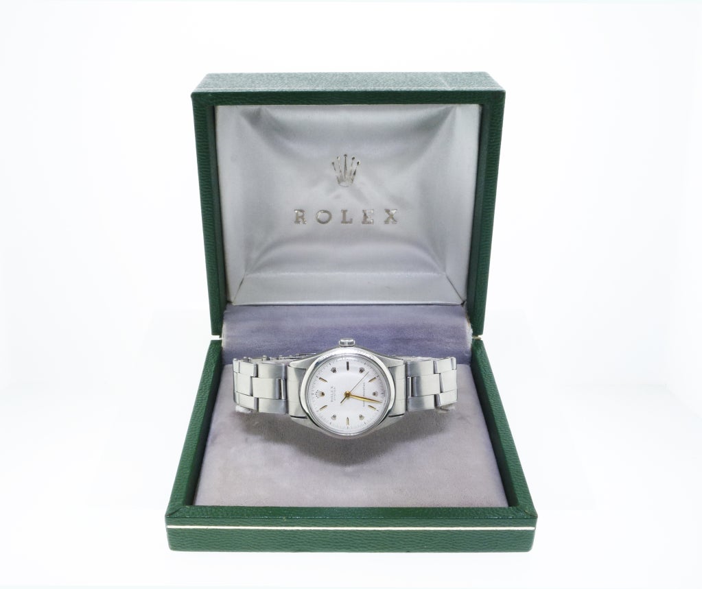 ROLEX Rare Steel Oyster Watch with Rare and Unusual Coronet Dial