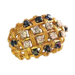 Yellow Gold, Sapphire and Diamond Ring, circa 1965