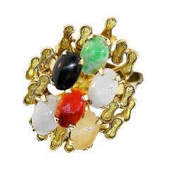 Yellow Gold Jadeite Ring