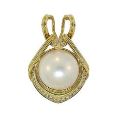 South Sea Mabe Pearl and Diamond Pendant/Enhancer