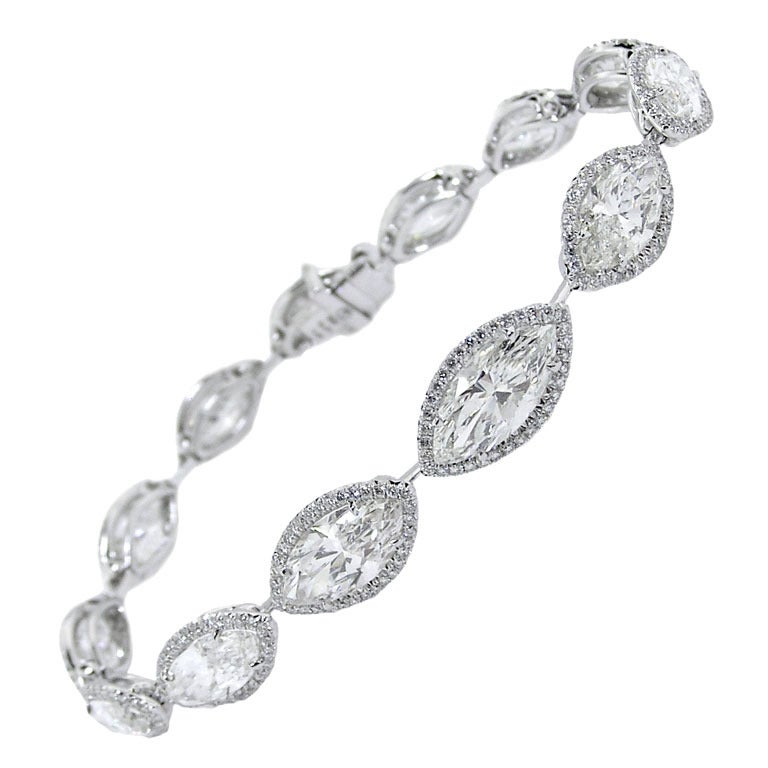 Stunning Marquise Diamond Bracelet For Sale