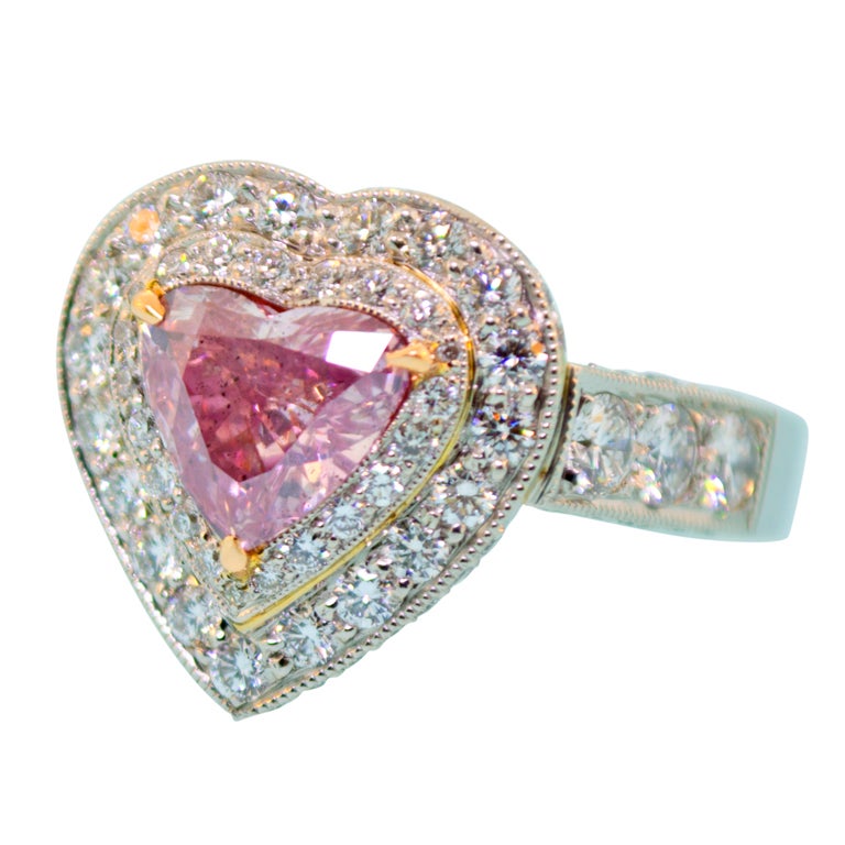 Rare Fancy Intense Pink Diamond Ring