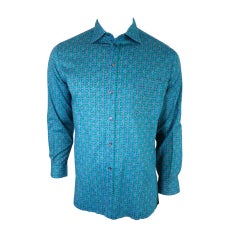 1960's geometric neat squared print shirt