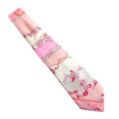Floral motif printed silk tie