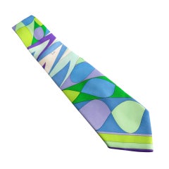Abstract geometric printed silk tie