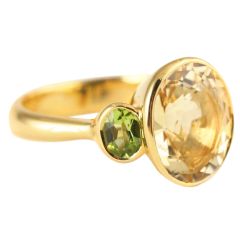 18 Kt Gold, Citrine and Peridot Ring