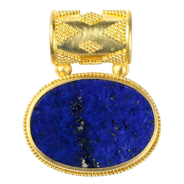 Lapis and 22kt Gold Granulated Pendant